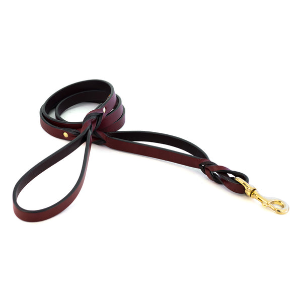 LEATHER TWO-HANDLED BRAIDED LEASH by Auburn