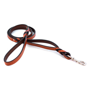 LEATHER TWO-HANDLED BRAIDED LEASH by Auburn